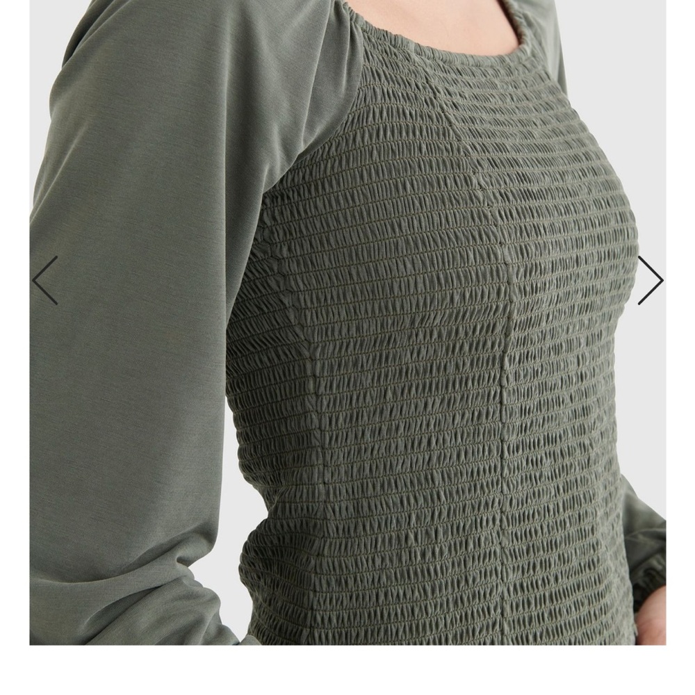 NWT Lucky Brand Smocked Square Neck Knit Top Small - Picture 2 of 8